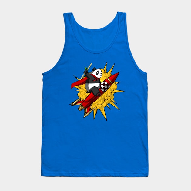 Panda Bear Riding Rocket Tank Top by underheaven